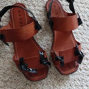 Marni Amber Brown + carbone Sandals size 38